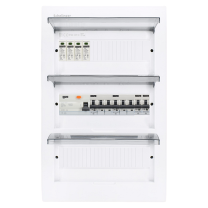 Sicherungskasten, 2,3,4,5 Reihig, Aufputz, Unterputz, Hohlwand, verdrahtet, VDE 1 x FI 40A/30mA + 2 x 3P LS B16 + 2 x 1P LS B16