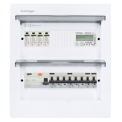 Sicherungskasten, 2,3,4,5 Reihig, Aufputz, Unterputz, Hohlwand, verdrahtet, VDE 1 x FI 40A/30mA + 2 x 3P LS B16 + 2 x 1P LS B16
