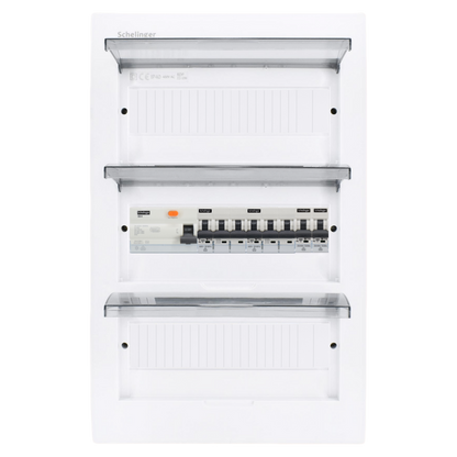 Sicherungskasten, 2,3,4,5 Reihig, Aufputz, Unterputz, Hohlwand, verdrahtet, VDE 1 x FI 40A/30mA + 2 x 3P LS B16 + 2 x 1P LS B16