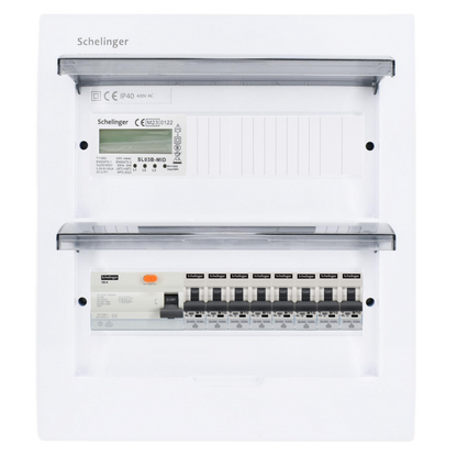 Sicherungskasten, 2,3,4,5 Reihig, Aufputz, Unterputz, Hohlwand, verdrahtet, VDE 1 x FI 40A/30mA + 8 x 1P LS B16