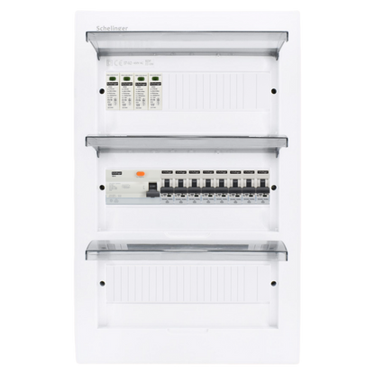 Sicherungskasten, 2,3,4,5 Reihig, Aufputz, Unterputz, Hohlwand, verdrahtet, VDE 1 x FI 40A/30mA + 8 x 1P LS B16