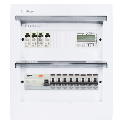 Sicherungskasten, 2,3,4,5 Reihig, Aufputz, Unterputz, Hohlwand, verdrahtet, VDE 1 x FI 40A/30mA + 8 x 1P LS B16