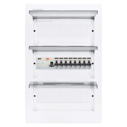 Sicherungskasten, 2,3,4,5 Reihig, Aufputz, Unterputz, Hohlwand, verdrahtet, VDE 1 x FI 40A/30mA + 8 x 1P LS B16