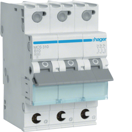 Hager MCS310 Leitungsschutzschalter, 3-polig, C10, QuickConnect