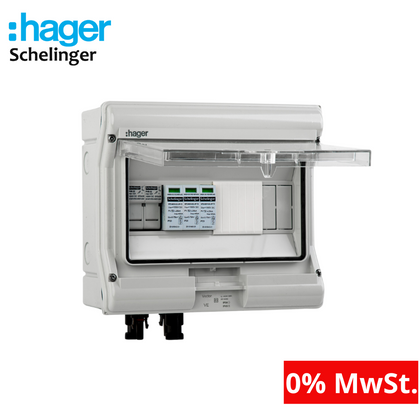 Hager Solar Anschlusskasten DC für 1 PV-String – 1000 V, Typ 2, 10 Module, IP65, VDE, 0 % MwSt.