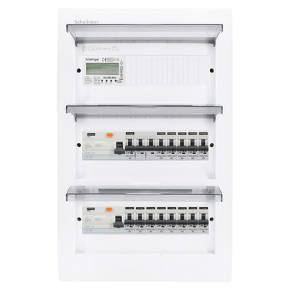 Sicherungskasten,3,4,5 Reihig, Aufputz, Unterputz, Hohlwand, verdrahtet, VDE 2 x FI 40A/30mA + 1 x 3P LS B16 + 13 x 1P LS B16