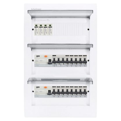 Sicherungskasten,3,4,5 Reihig, Aufputz, Unterputz, Hohlwand, verdrahtet, VDE 2 x FI 40A/30mA + 1 x 3P LS B16 + 13 x 1P LS B16