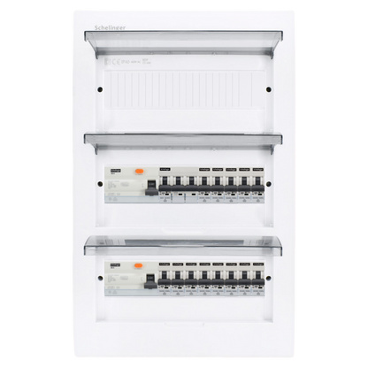 Sicherungskasten,3,4,5 Reihig, Aufputz, Unterputz, Hohlwand, verdrahtet, VDE 2 x FI 40A/30mA + 1 x 3P LS B16 + 13 x 1P LS B16