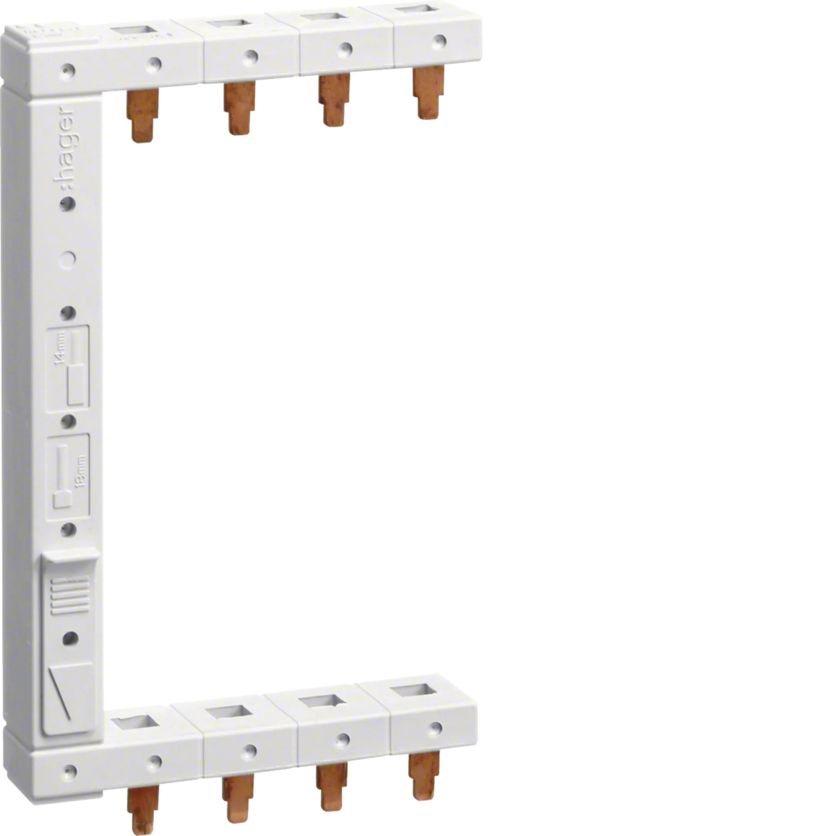 Hager KCF663L Phasenschiene 4P 2-reihig 63 A 125 mm links vertikal - Stiftanschluss