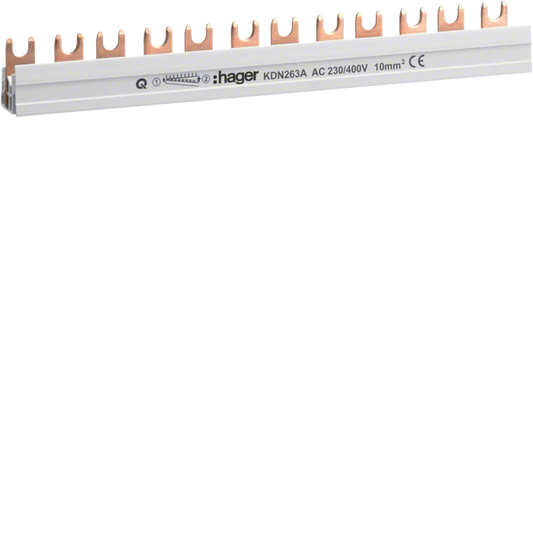 Hager KDN263A Phasenschiene mit Gabelanschluss, 2P, 12 Module