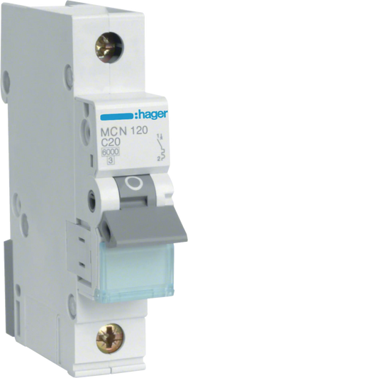 Hager MCN120E Leitungsschutzschalter, 1-polig, C20, 20 A