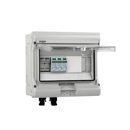Hager Solar Anschlusskasten DC für 1 PV-String – 1000 V, Typ 2, 10 Module, IP65, VDE