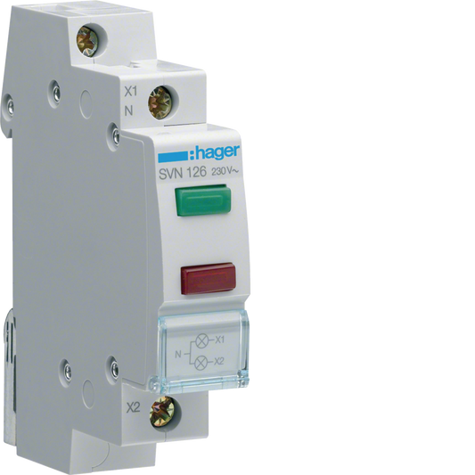 Hager SVN126 LED-Leuchtmelder, zweifach grün/rot, 230 V AC