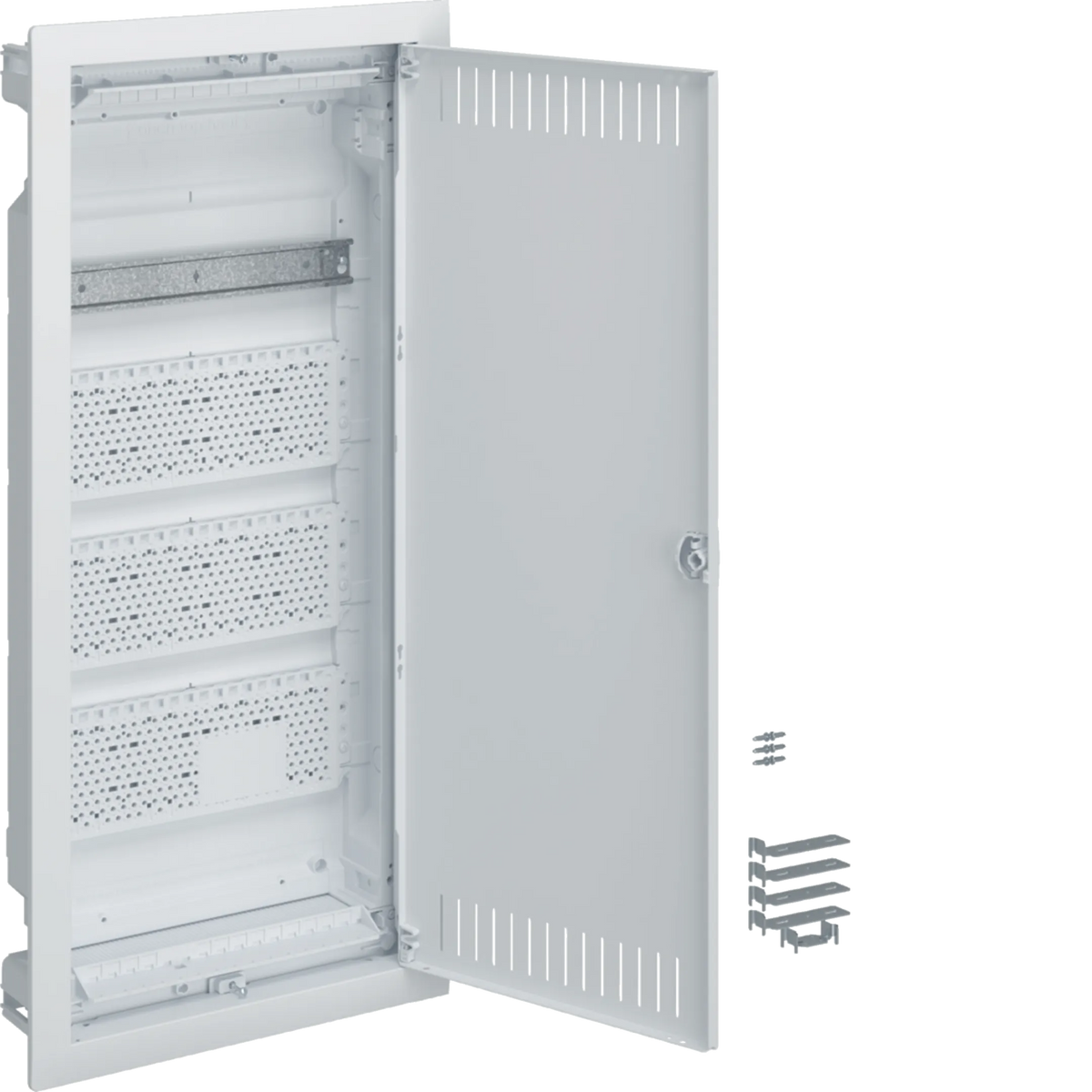 Hager VU48NWB Multimedia-Basis, volta, Unterputz, 4-reihig, 1x Hutschiene, 3x Montageplatte