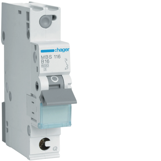 Hager MBS116 Leitungsschutzschalter, 1P, 6kA, B16, QuickConnect