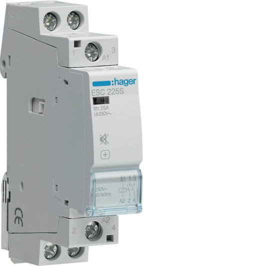 Hager ESD225S Installationsschütz, 25A, 2S, 24V AC, brummfrei