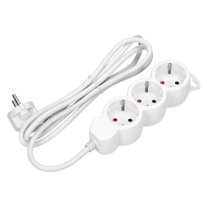 Verlängerungssteckdosen 3x 2P+E (Schuko), 1,5m mit einem 1,5m langen Kabel H05VV-F 1x1,5mm2, Imax=16A, weiß