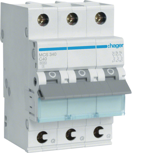 Hager MCS340 Leitungsschutzschalter, 3-polig, C40, QuickConnect