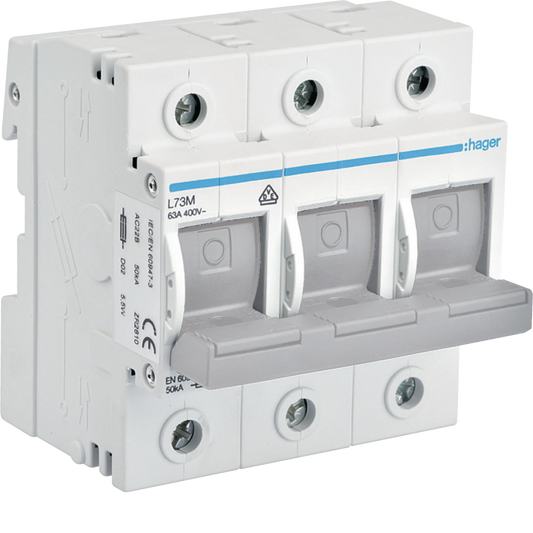 Hager L73M Sicherungslasttrennschalter 3P D02 E18 63 A 400 V AC