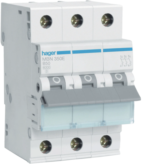 Hager MBN350E Leitungsschutzschalter, 3-polig, B50, 50 A