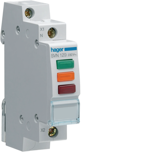 Hager SVN129 LED-Leuchtmelder, dreifach rot/grün/orange, 230 V AC