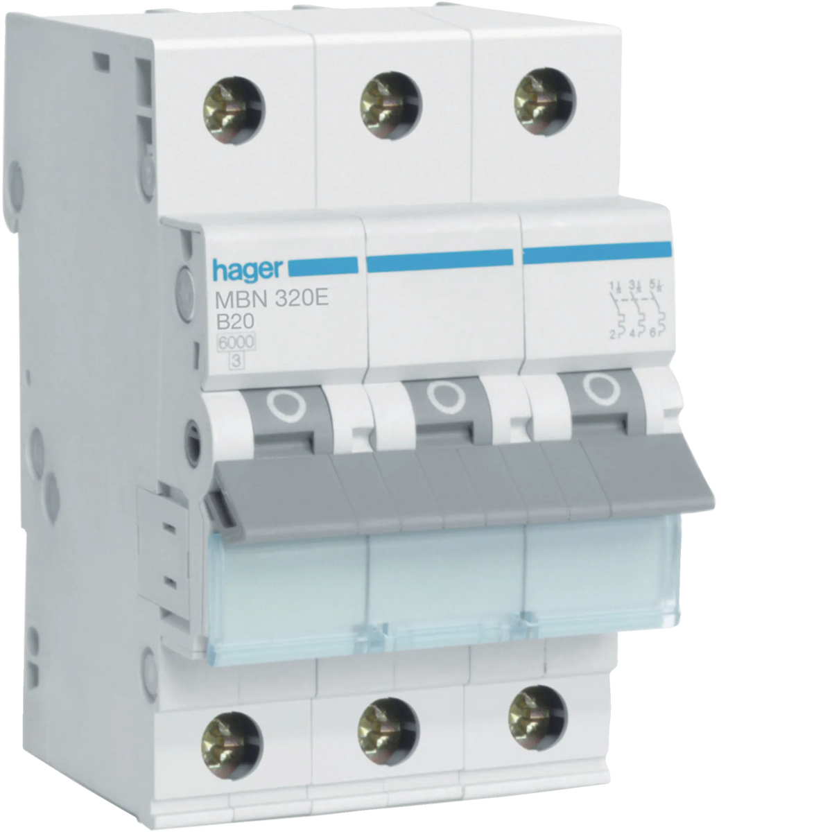 Hager MBN320E Leitungsschutzschalter, 3-polig, B20, 20 A