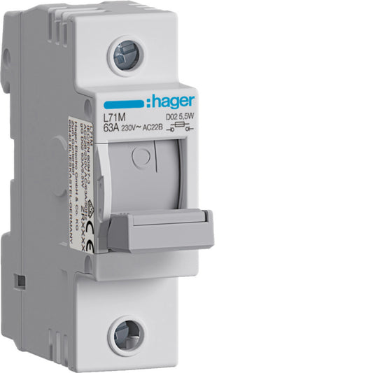 Hager L71M Sicherungslasttrennschalter 1P D02 E18 63 A 400 V AC