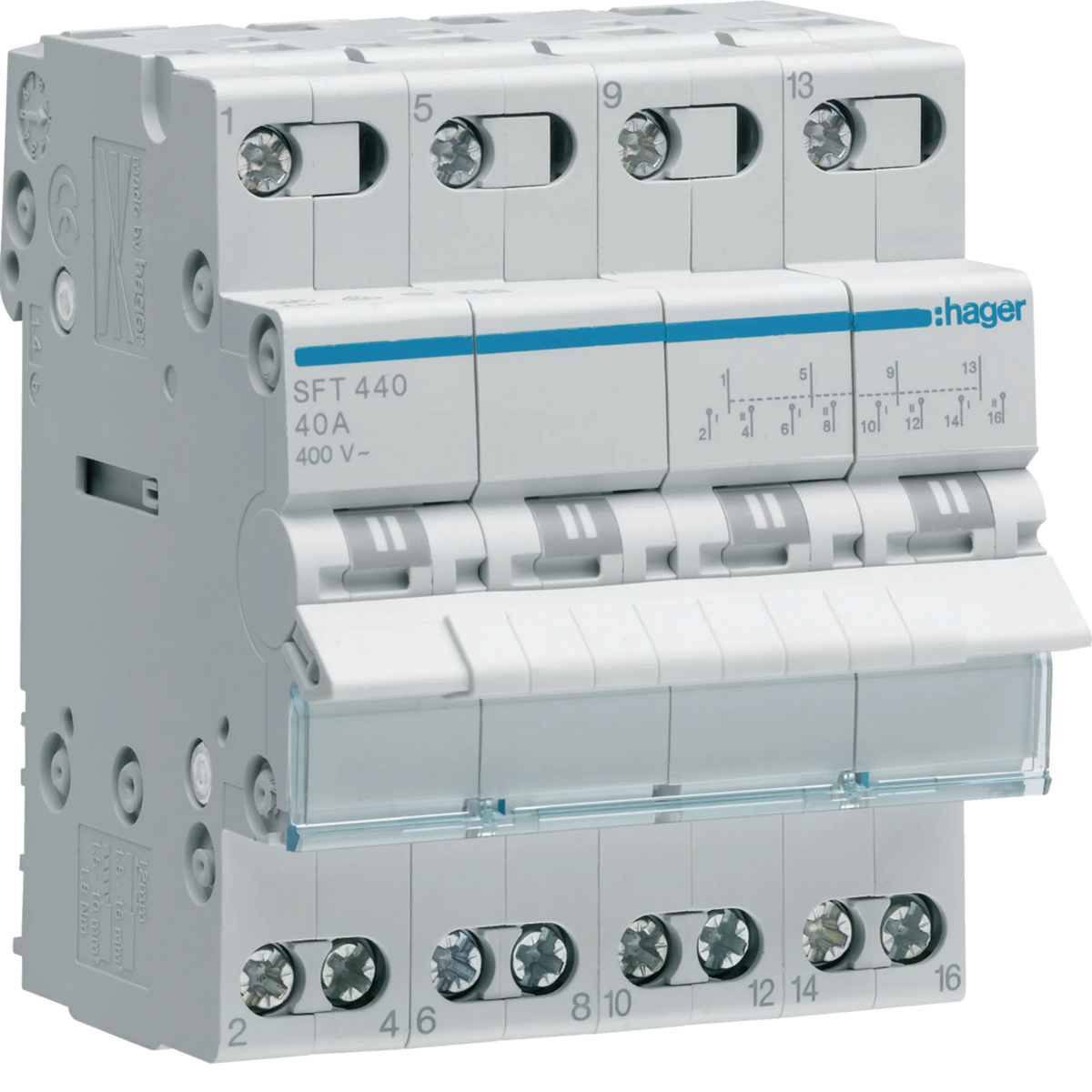 Hager SFT440 Lastumschalter I-0-II, 4P, 40 A, 400 V AC