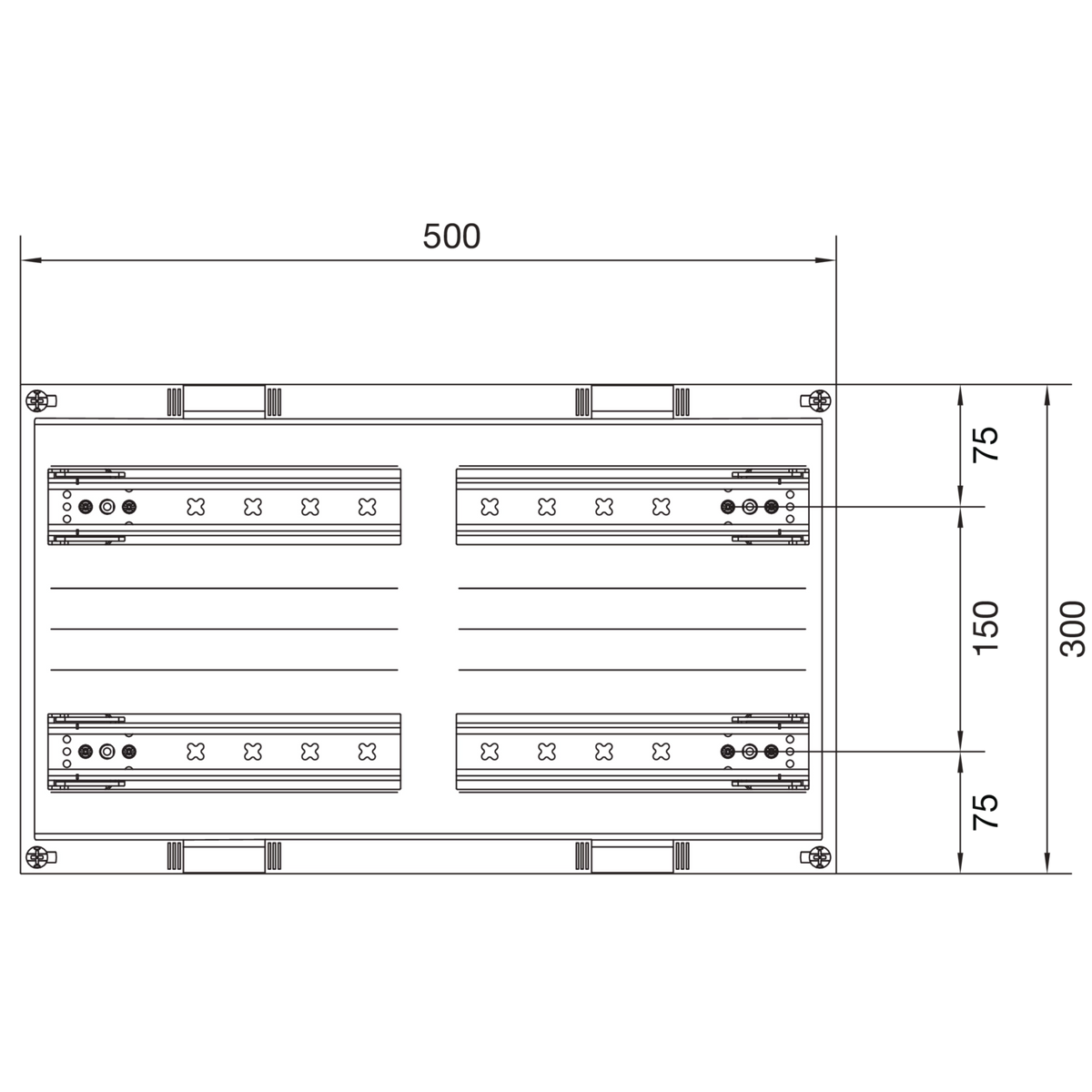 Hager UD22B1 Baustein, universN, 300 × 500mm, für Reiheneinbaugeräte waagerecht, 4 × 12 PLE