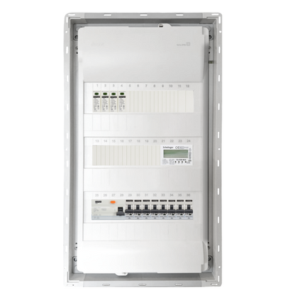 Sicherungskasten, 2,3,4,5 Reihig, Aufputz, Unterputz, Hohlwand, verdrahtet, VDE 1 x FI 40A/30mA + 8 x 1P LS B16