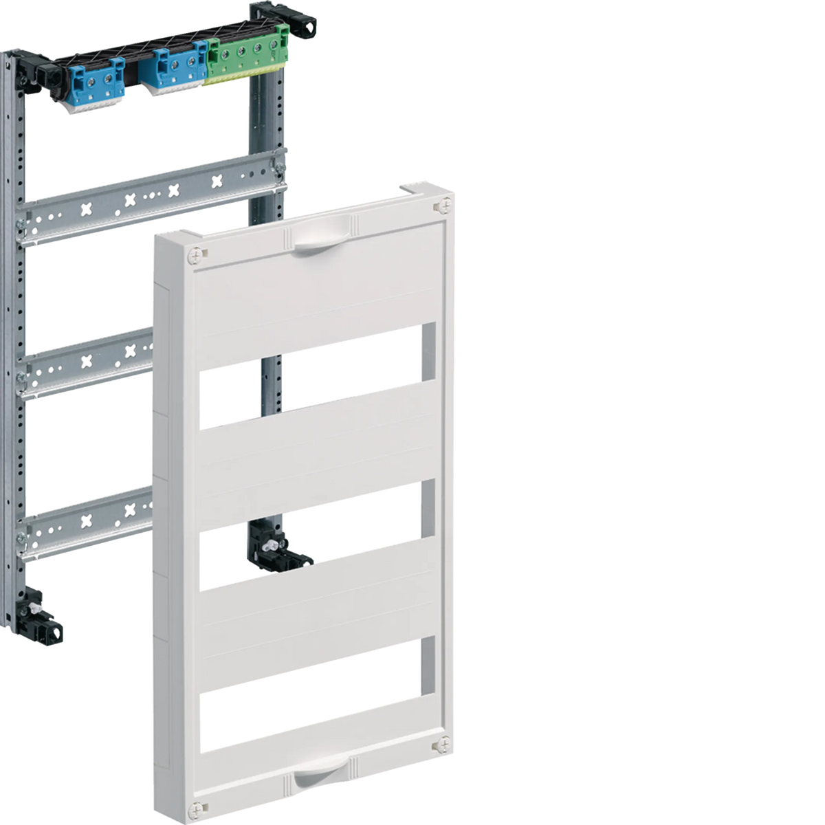 Hager UW31V Einbausatz, univ., mit Hutschienen, für Feldverteiler AP 3-reihig, 450 × 250mm, QuickConnect
