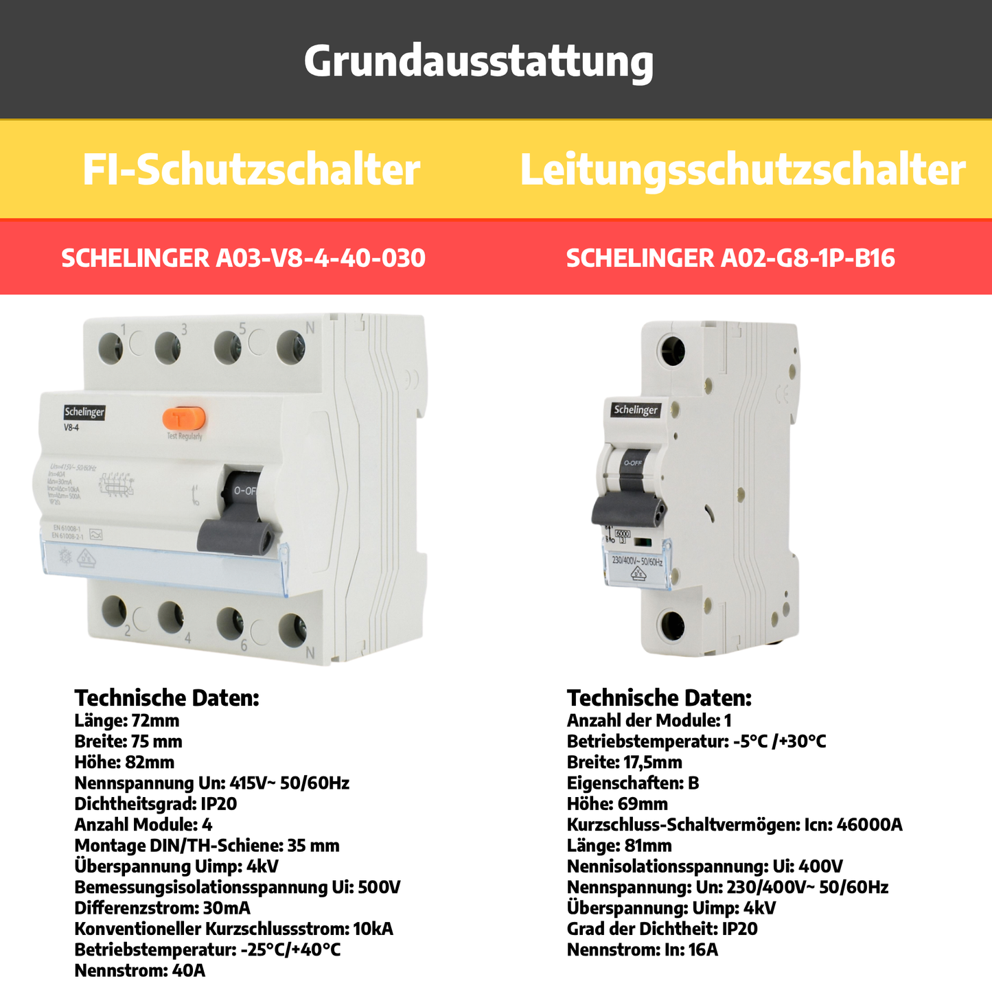 Sicherungskasten,3,4,5 Reihig, Aufputz, Unterputz, Hohlwand, verdrahtet, VDE 2 x FI 40A/30mA + 1 x 3P LS B16 + 13 x 1P LS B16