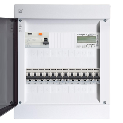 Sicherungskasten, 2,3,4,5 Reihig, Aufputz, Unterputz, Hohlwand, verdrahtet, VDE 1 x FI 40A/30mA + 12 x 1P LS B16