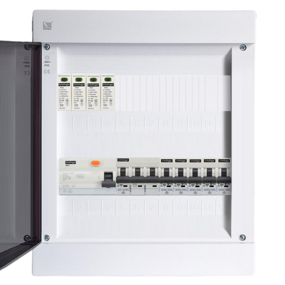 Sicherungskasten, 2,3,4,5 Reihig, Aufputz, Unterputz, Hohlwand, verdrahtet, VDE 1 x FI 40A/30mA + 1 x 3P LS B16 + 5 x 1P LS B16