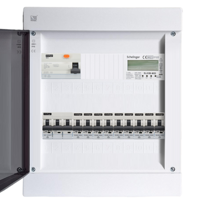 Sicherungskasten, 2,3,4,5 Reihig, Aufputz, Unterputz, Hohlwand, verdrahtet, VDE 1 x FI 40A/30mA + 1 x 3P LS B32  + 9 x 1P LS B16