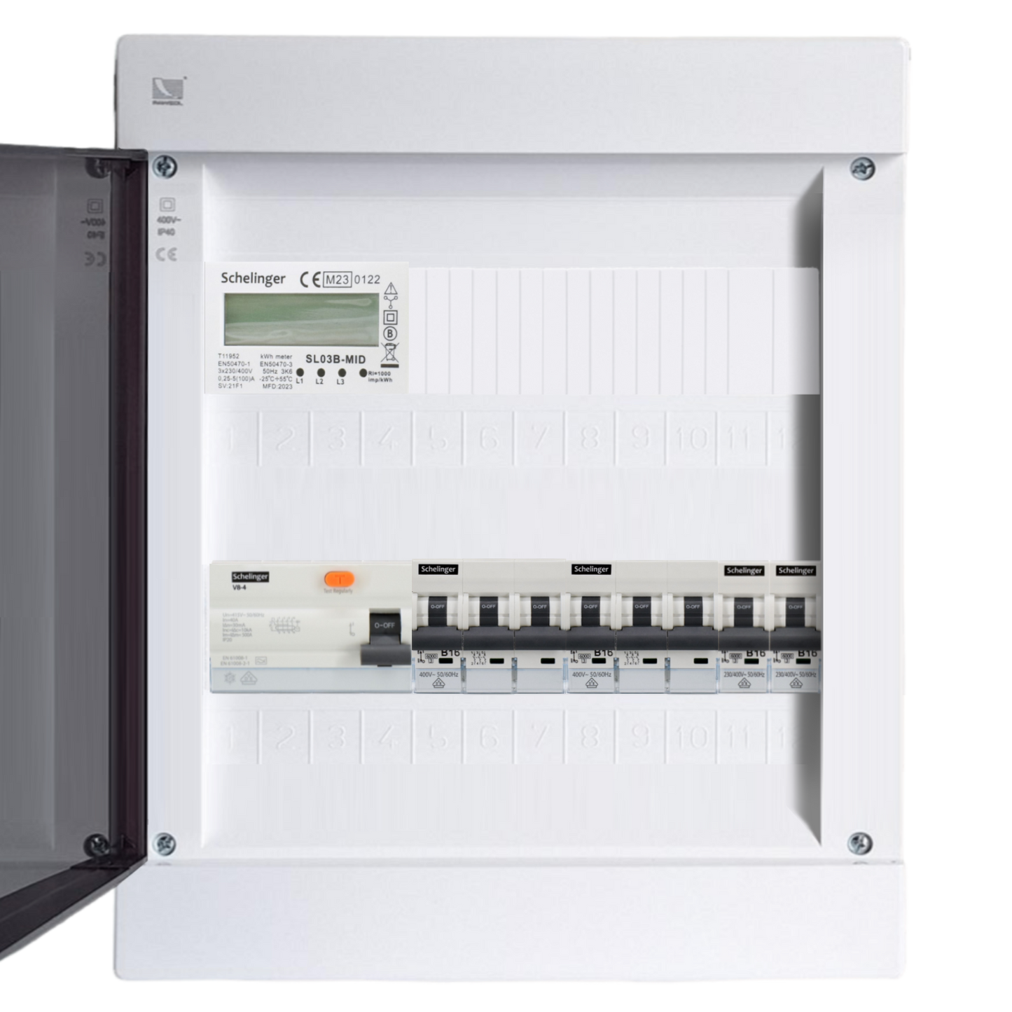 Sicherungskasten, 2,3,4,5 Reihig, Aufputz, Unterputz, Hohlwand, verdrahtet, VDE 1 x FI 40A/30mA + 2 x 3P LS B16 + 2 x 1P LS B16