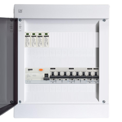 Sicherungskasten, 2,3,4,5 Reihig, Aufputz, Unterputz, Hohlwand, verdrahtet, VDE 1 x FI 40A/30mA + 2 x 3P LS B16 + 2 x 1P LS B16