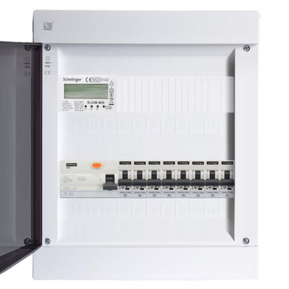 Sicherungskasten, 2,3,4,5 Reihig, Aufputz, Unterputz, Hohlwand, verdrahtet, VDE 1 x FI 40A/30mA + 8 x 1P LS B16