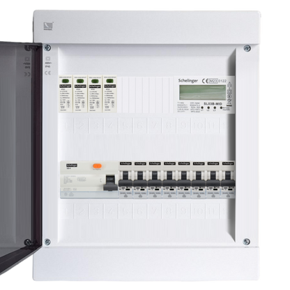 Sicherungskasten, 2,3,4,5 Reihig, Aufputz, Unterputz, Hohlwand, verdrahtet, VDE 1 x FI 40A/30mA + 8 x 1P LS B16