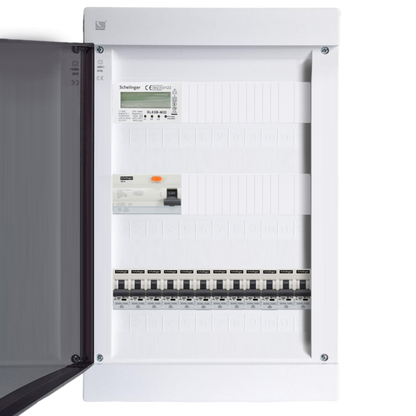 Sicherungskasten, 2,3,4,5 Reihig, Aufputz, Unterputz, Hohlwand, verdrahtet, VDE 1 x FI 40A/30mA + 12 x 1P LS B16