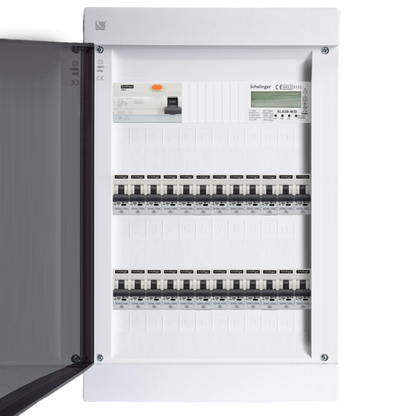 Sicherungskasten,3,4,5 Reihig, Aufputz, Unterputz, Hohlwand, verdrahtet, VDE 1 x FI 40A/30mA + 24 x 1P LS B16