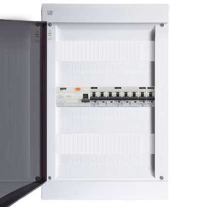 Sicherungskasten, 2,3,4,5 Reihig, Aufputz, Unterputz, Hohlwand, verdrahtet, VDE 1 x FI 40A/30mA + 2 x 3P LS B16 + 2 x 1P LS B16