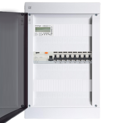 Sicherungskasten, 2,3,4,5 Reihig, Aufputz, Unterputz, Hohlwand, verdrahtet, VDE 1 x FI 40A/30mA + 8 x 1P LS B16