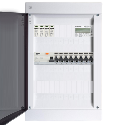 Sicherungskasten, 2,3,4,5 Reihig, Aufputz, Unterputz, Hohlwand, verdrahtet, VDE 1 x FI 40A/30mA + 8 x 1P LS B16