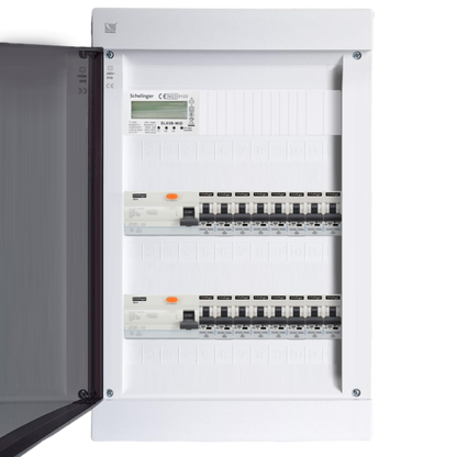 Sicherungskasten,3,4,5 Reihig, Aufputz, Unterputz, Hohlwand, verdrahtet, VDE 2 x FI 40A/30mA + 16 x 1P LS B16