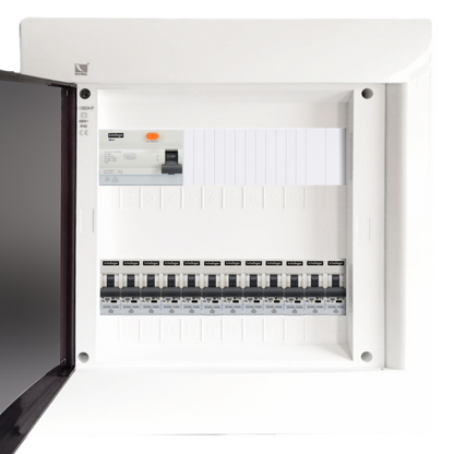 Sicherungskasten, 2,3,4,5 Reihig, Aufputz, Unterputz, Hohlwand, verdrahtet, VDE 1 x FI 40A/30mA + 12 x 1P LS B16