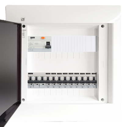Sicherungskasten, 2,3,4,5 Reihig, Aufputz, Unterputz, Hohlwand, verdrahtet, VDE 1 x FI 40A/30mA + 1 x 3P LS B16  + 9 x 1P LS B16