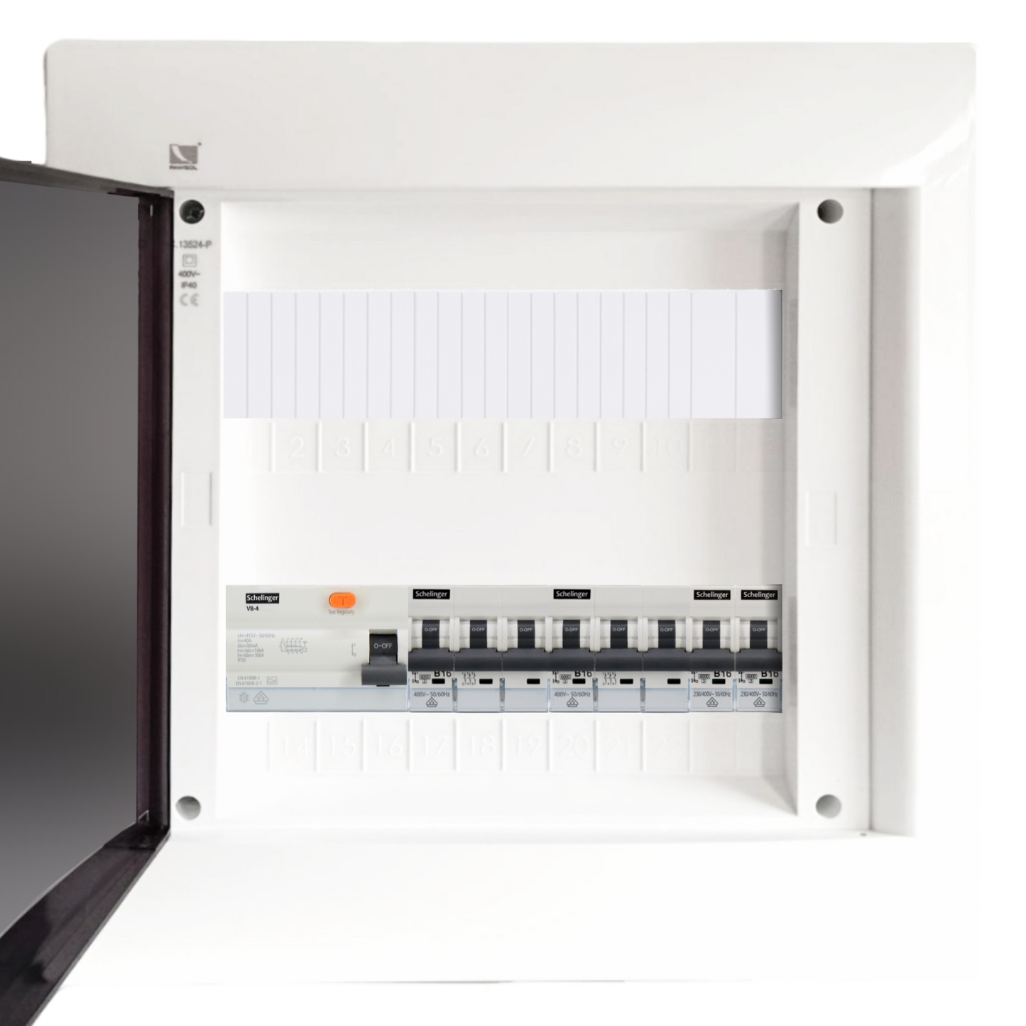 Sicherungskasten, 2,3,4,5 Reihig, Aufputz, Unterputz, Hohlwand, verdrahtet, VDE 1 x FI 40A/30mA + 2 x 3P LS B16 + 2 x 1P LS B16