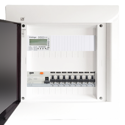 Sicherungskasten, 2,3,4,5 Reihig, Aufputz, Unterputz, Hohlwand, verdrahtet, VDE 1 x FI 40A/30mA + 8 x 1P LS B16