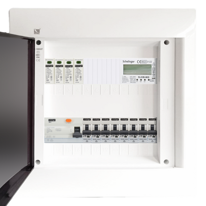 Sicherungskasten, 2,3,4,5 Reihig, Aufputz, Unterputz, Hohlwand, verdrahtet, VDE 1 x FI 40A/30mA + 8 x 1P LS B16